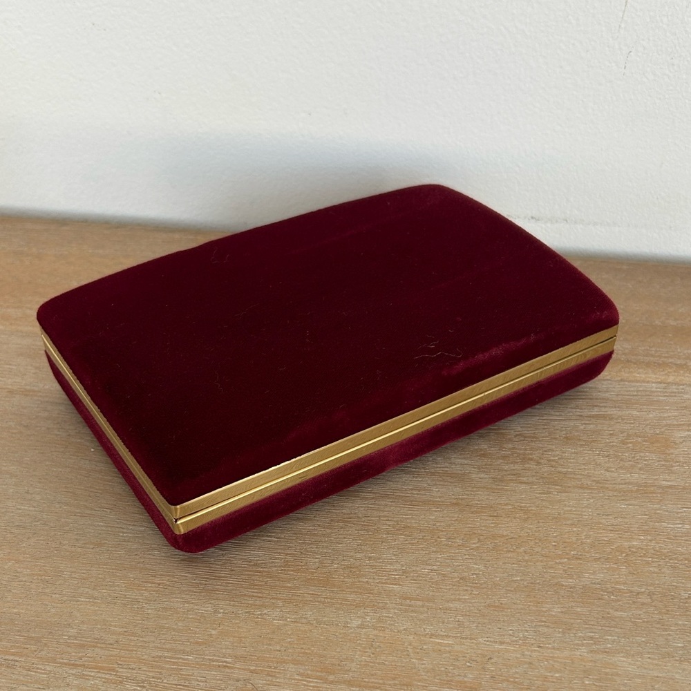 Vintage Red Velvet and Gold colored Jewelry Box Storage Case